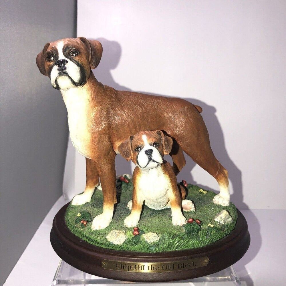 Danbury Mint "Chip Off The Old Block" Boxer Figurine Puppy 6x5